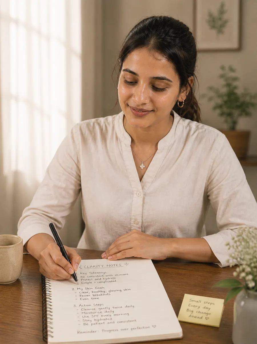 Client writing clarity notes after guidance