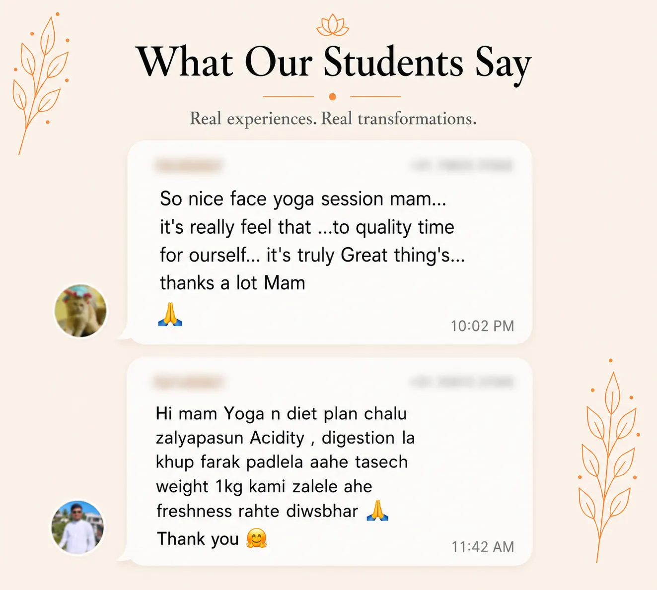 Student review screenshot for Snehyoga online yoga classes and guided daily yoga practice 8