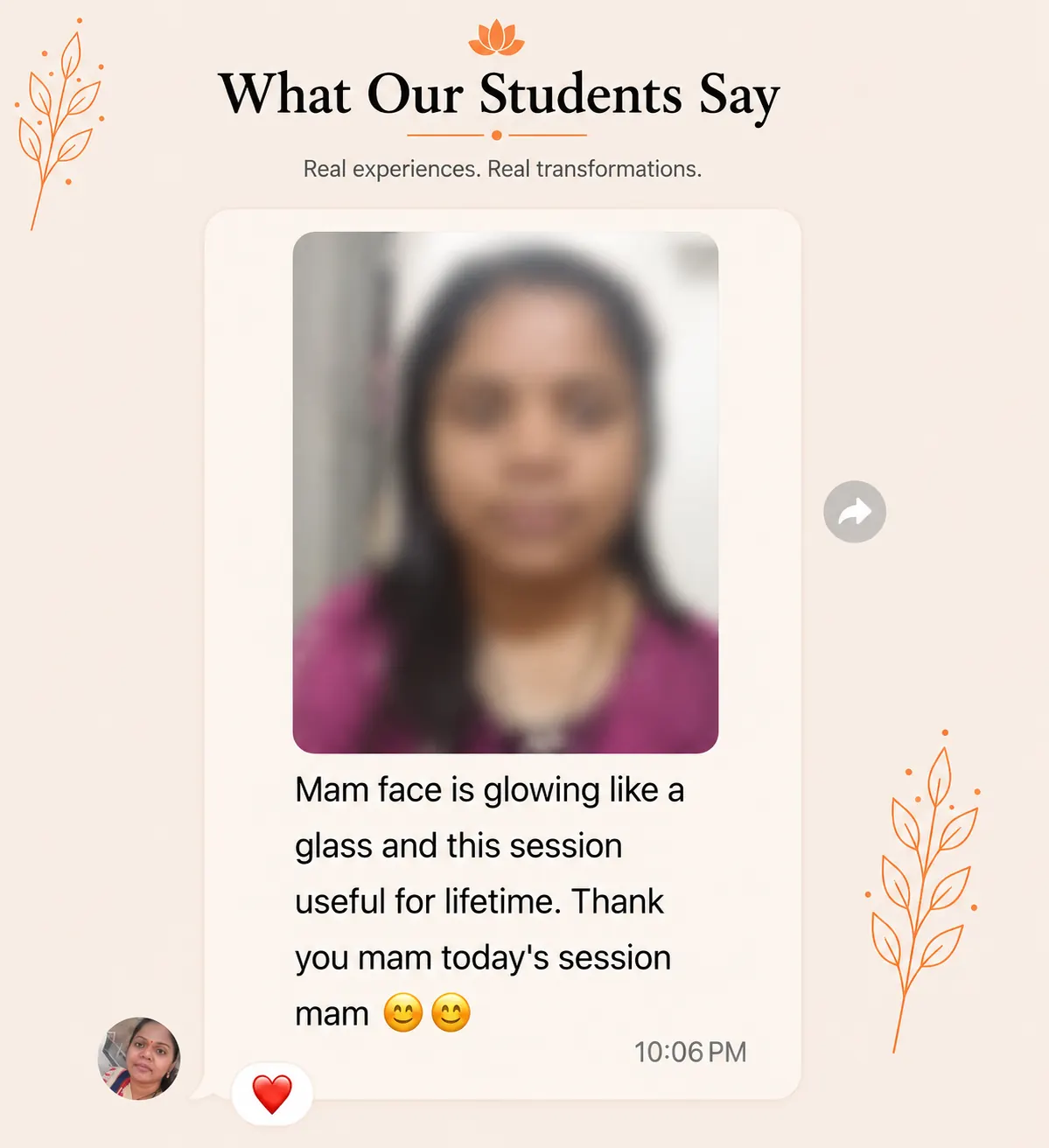 Student review screenshot for Snehyoga online yoga classes and guided daily yoga practice 13