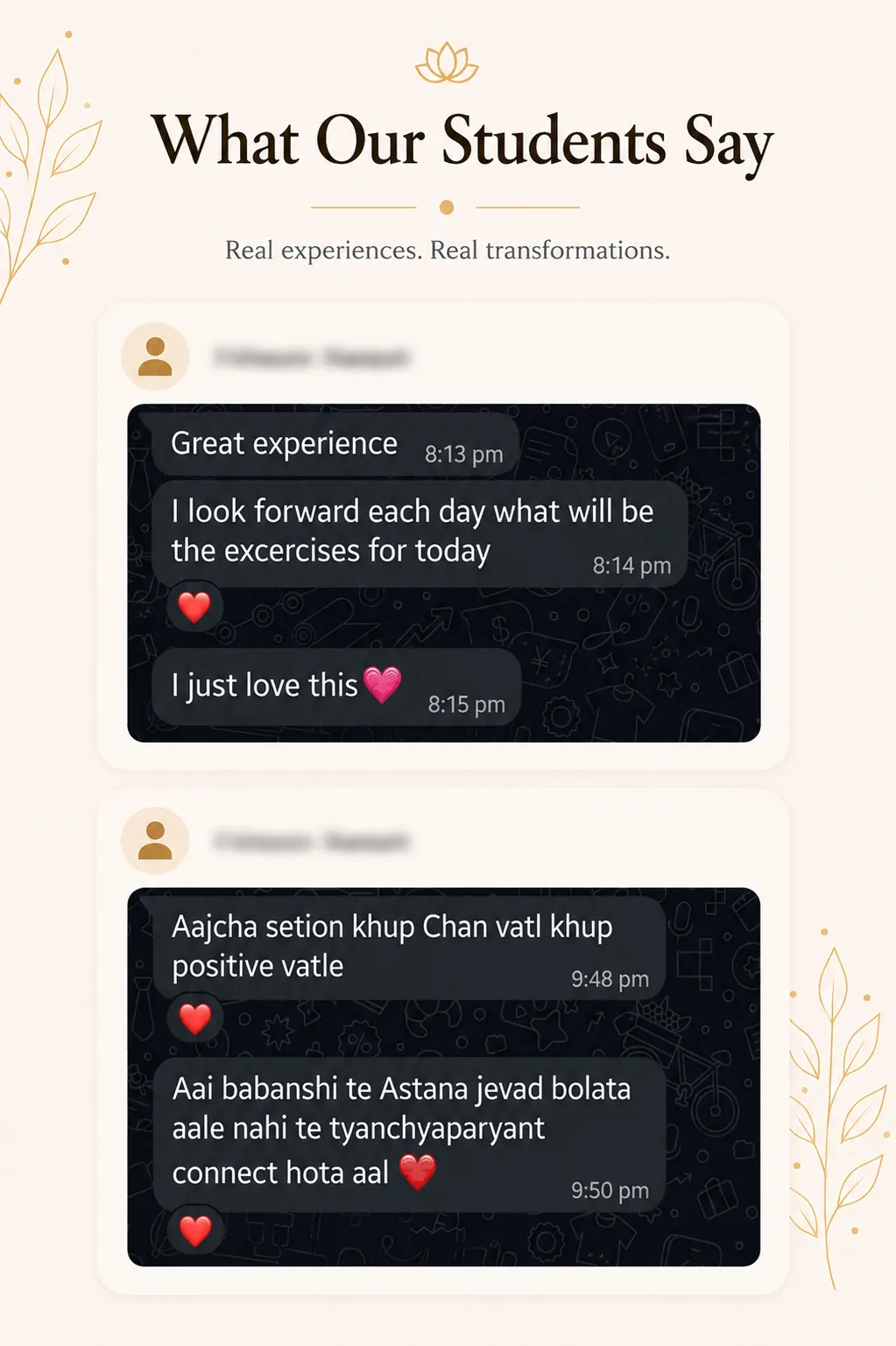 Student review screenshot for Snehyoga online yoga classes and guided daily yoga practice 17